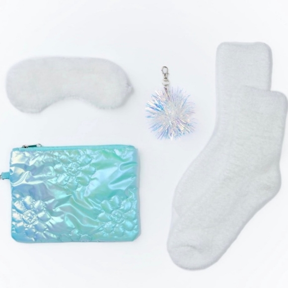 NWT! Wonder Nation Girls Iridescent Blue Floral Weekender Duffle Bag 5Pc Set - Picture 2 of 6